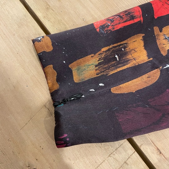 Milly Multicolor black and orange dress with patent leather waist band 100% silk - Picture 4 of 7